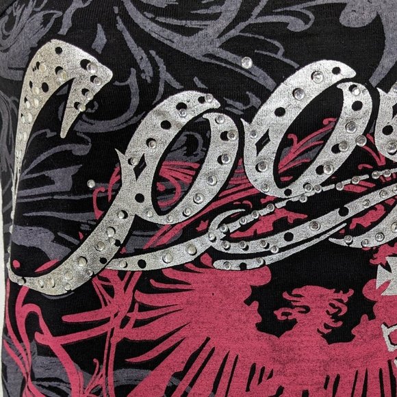 COOGI Black One Shoulder LIVE SEXY Chains Rhinestone Studs Maxi Dress - S* NWT - Picture 4 of 15